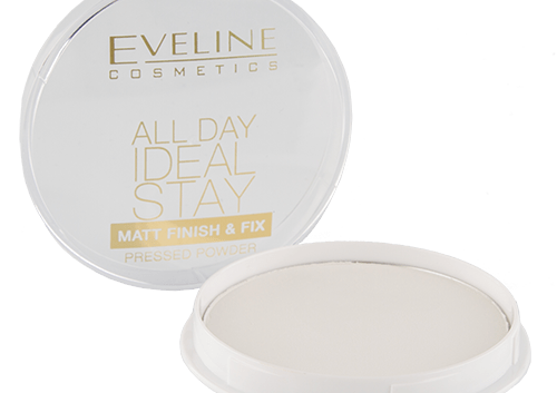 Пудра компактная для лица `EVELINE` ALL DAY IDEAL STAY матирующая бесцветная